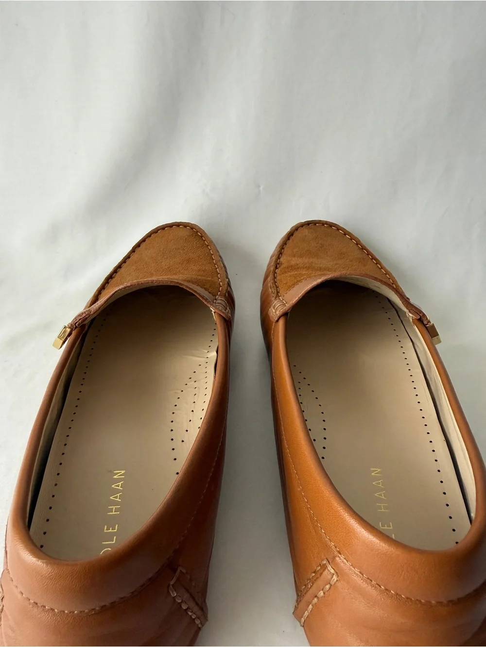 Women's Cole Haan Tan Leather Suede Penny Loafers Size 8